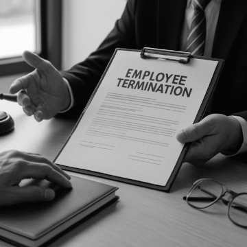 Professional termination meeting representing common employer termination mistakes in workplace dismissals