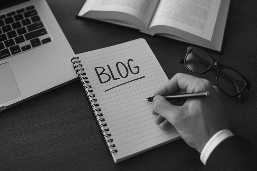 Workspace showing legal blog setup, representing the process of building a legal blog.