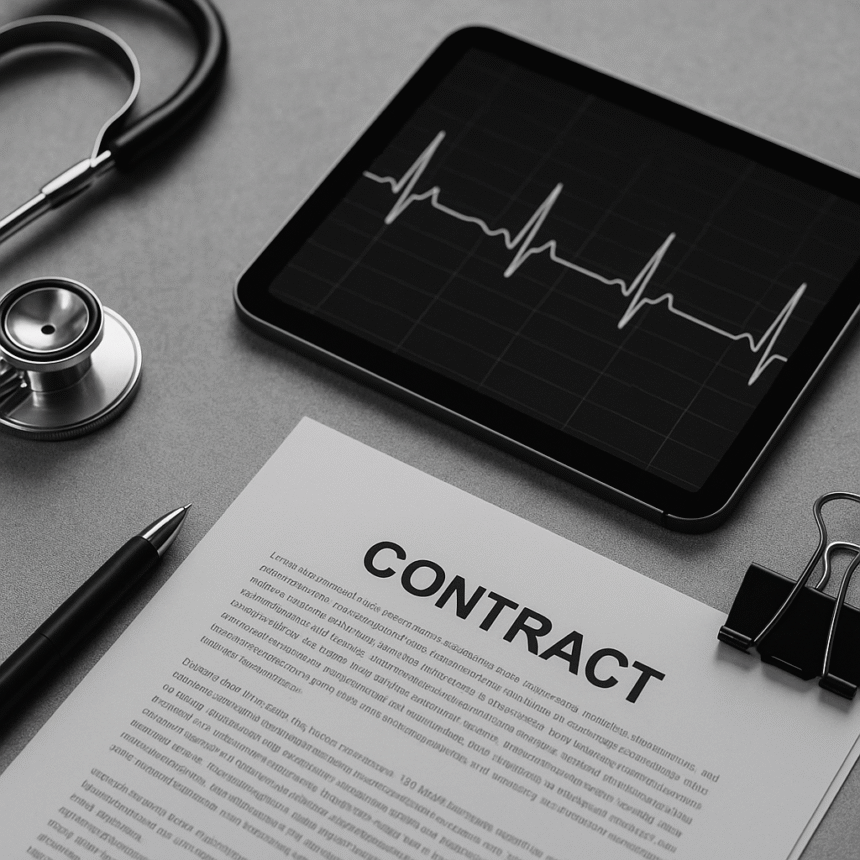 Grayscale photo of regulatory documents, stethoscope, and tablet representing regulatory challenges in software medical devices compliance.